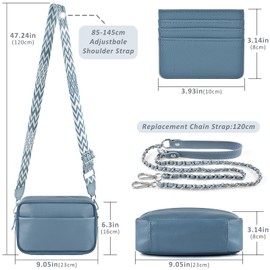 BROTOU Crossbody Bag for Women, Leather Handbag & Shoulder Bag with Adjustable Wide Strap, Chain Strap & 3-Slot Card Holder, Camera Cross Body Bag for Lady Girl Shopping Daily Use (A-Dark Blue)