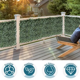 Coarbor 58"x79" Artificial Faux Ivy Leaf Privacy Fence Screen Roll with Mesh Backing Panels Wall Decorative for Backyard Deck Patio Balcony Garden (Dark Green Ivy Leaves)