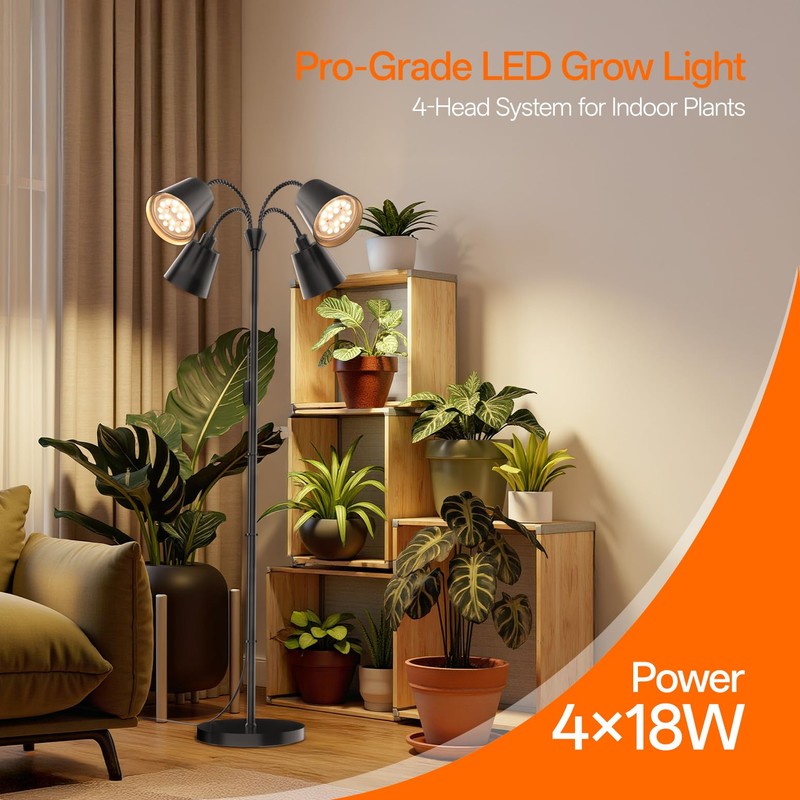 Bstrip 4-Head LED Grow Light with Stand for Indoor Plants,