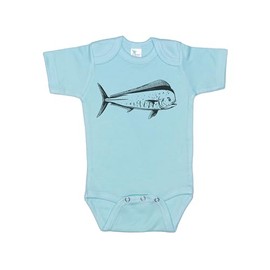 Ebenezer Fire Mahi Mahi Onesie/Baby Fishing Outfit/Saltwater Bodysuit/Unisex Romper/Newborn Fishing Onesie (Mint Short Sleeve, 12-18 months)