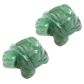SUNYIK Green Aventurine Turtle Tortoise Pocket Statue Figurines Bookend Amulet Fengshui Pack of 2