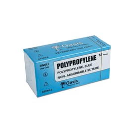 Oasis Polypropylene Surgical Suture, 2-0, (CT-1) 1/2 37mm Round Bodied Needle, 75cm, 12/Box, Veterinary Use