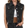 DvaeMalligo Denim Vest Women Button Down Cropped Sleeveless Jean Jacket