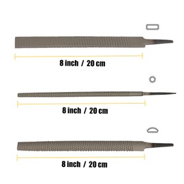 TARIST 3本組 木工用 ヤスリセット 200mm 平 丸 半丸 炭素鋼 木材 研削 研磨用