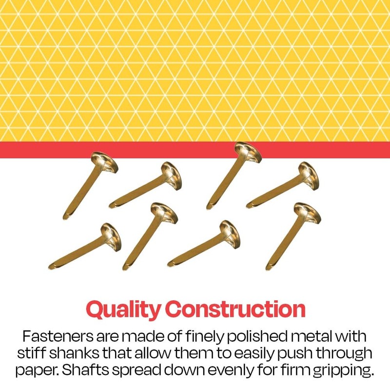 School Smart Brass Plated Fasteners - 3/4 inch - Box