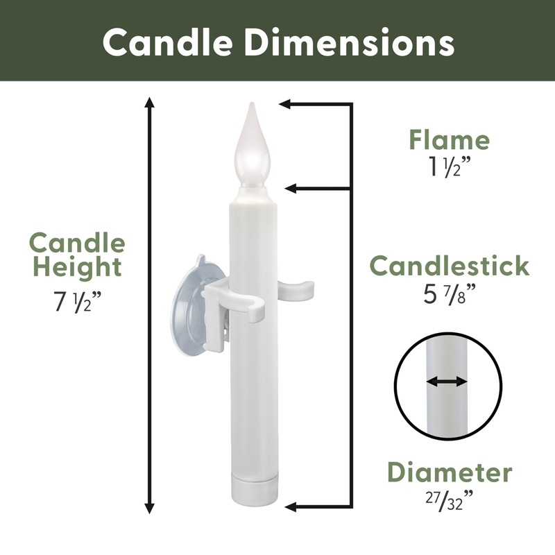 612 Vermont LED Battery Operated Suction Cup Window Candles with