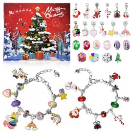 Advent Calendar 2024 Kids Charm Bracelets Making Kit, Christmas 24 Days Countdown Calendar DIY Unicorn Jewelry Making Kit, Christmas Gifts for Girls Kids Teens Age 4-14 (Christmas)
