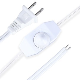 Leymays Dimmer Light Switch, 6FT Rotary Control for 120V 100W - Table Lamp Outdoor String Lights Dimmable Lights Dimming Thermostat Reptile - White Pack of 1