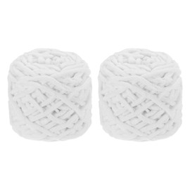 sourcing map 2 Skeins Chenille Chunky Yarn, 200g/7oz Plush Bulky Thick Fluffy Polyester Yarn for Crochet DIY, Soft Velvet Blanket for Sweater Hand Knit Crocheting (White, 45 M/49 Yards)