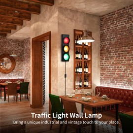 yeesport Traffic Light Wall Lamp, 2 Pcs Retro Traffic LED Light with Remote Controller, Kids Bedroom Stop Light, Room Decor Light, Vintage Fun Signal Light for Bedroom, Living Room, Club, Bar, Pub