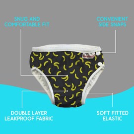 ImseVimse Eco Friendly Reusable Swim Diaper Made of Organic Cloth Sized for Infant to Toddler Boys (Black Banana, SL 3-4T (28-37 lbs))