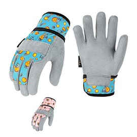 Vgo 2Pairs 6-7 Years Kids Gardening Gloves,Children Yard Work Gloves,Soft Safety Outdoor Playing Gloves(Size KID:L,2 Color,KID-MF3561)