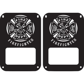 JeepTails Firefighter Tail lamp Light Covers Compatible with Jeep JK Wrangler Black Set of 2