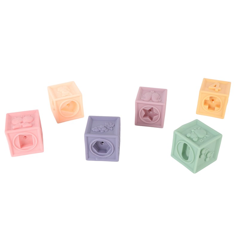 12PCS Children Silicone Building Blocks Soft DIY Educational Chewable Animals