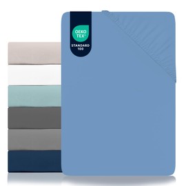 Dreamzie - Fitted Sheet 140 x 190/200 cm - Microfibre Oeko TEX Certified - 100% Polyester - Bed Linen 140 x 190/200 cm - Coelin Blue