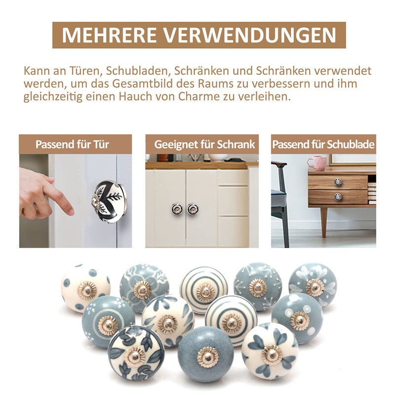 The Boho Street High Quality Ceramic Door Handles - Assorted