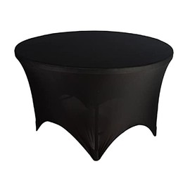 Wedding_Decorations Round Table Cover Spandex Cloth Tight Fit Lycra Trade Show Vendor Catering Kit (6FT (180cm), Black)