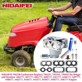 NIDAIFEI 796227 Carburetor Replace 796997, 796258, 792295 for 406777, 407777, 40G777, 44L777, 44M777, 44P777, 44R677, 44Q777, 445677 Engine