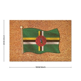 DecStic Flagpole with Dominica Flag Coir Mat Farmhouse Patriotic Flag Door Mat Weather Resistant Non Slip Doormat Decorative for Front Porch Entrance Home Entryway Housewarming Gift 24x36in