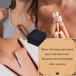 FAOYUDAWEI Be Kind Of A Tube B Motivational Necklace for Women Stainless Steel Square Pendant with Hidden Message Inspirational Funny Christmas Best Friends Sisters Jewelry Gifts Silver