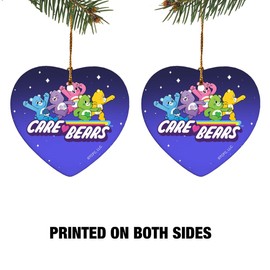 GRAPHICS & MORE Care Bears: Unlock The Magic Logo Group Heart-Shaped Porcelain Holiday Christmas Tree Ornament - 2.8"