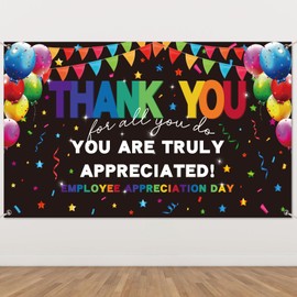 Stranthother 6ft * 3.6ft Employee Appreciation Decoration Backdrop Thank You Appreciate Banner Backdrop for Employee Appreciation Day Staff Decor Team Appreciation Week Background Decor Party Supplies