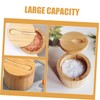 FELTECHELECTR Wooden Salt Box Magnetic Lid Salt Flakes Seasoning Storage