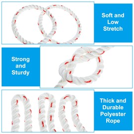 Arborist Bull Rope, High Strength Polyester Pulling and Multipurpose Rigging and Tree Felling Rope-No Eye Splice with Red Tracer for Climb, Pull, Tie, Swing and Knot (200ft x 3/4")