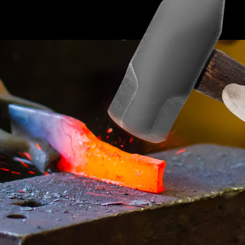 Blacksmith Hammer 4lb Heavy-Duty Forged Steel Cross Peen Hammer for