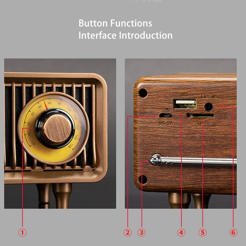 Mini Wooden FM Stereo Sound Radio Vintage Imitation Wood Grain