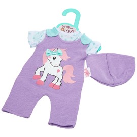Zapf Creation Dolly Moda 870617 Knitted Babygrow with Hat 36 cm Purple / White