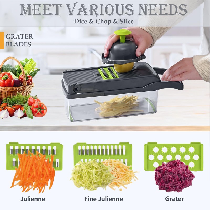 Dewpeton Pro-Series 16-in-1 Mandoline Slicer & Spiralizer, Veggie Chopper with