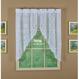 Today's Curtain Hopewell Premium Lace Swag 38 Pulgadas, Blanco, 58 Pulgadas de Ancho x 38 Pulgadas de Largo