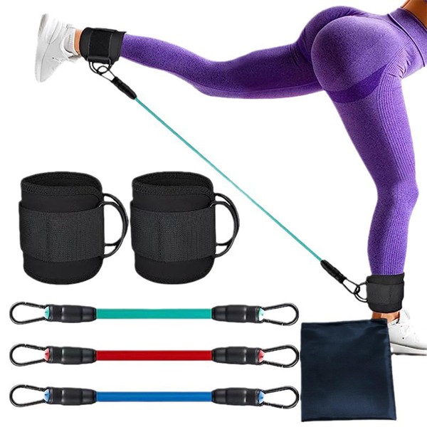 Quixotical Resistance Bands Set, Ankle Resistance Bands with Cuffs, Ankle