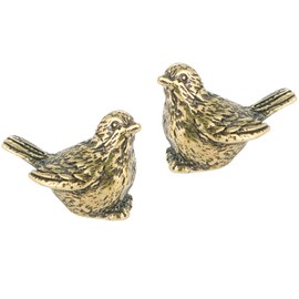 2pcs Retro Brass Sparrow Statue, Elegant Bird Figurines for Home and Office Desktop Decoration Vintage Golden(Sparrow)