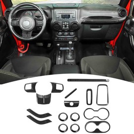 PDKLIN for Wrangler JK Interior Trim Kit Carbon Fiber for Jeep Wrangler JK JKU 2011-2017 2-Door Carbon Fiber Interior Accessories16pcs