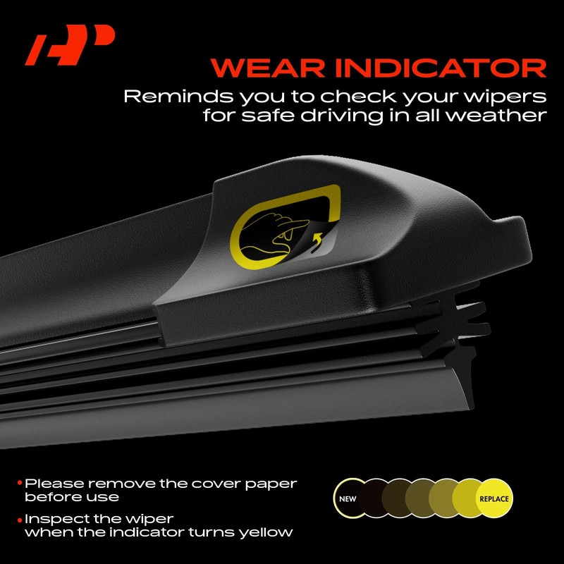 A-Premium Pack of 2 Front Windshield Wiper Blades with Wear