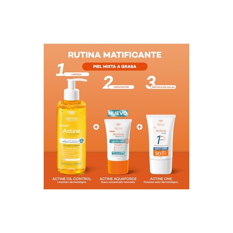 Darrow Actine Oil Control Gel Limpiador Dermatológico Piel Mixta Grasa
