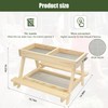 Double Chicken Picnic Table Large Capacity Handmade Wooden Chicken Feeder,