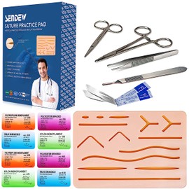 Upgraded Suture Training Kit Practice Kit for Dental Vet Training Students Including Large Silicone Pad Tool Kit with Needles Demonstration Purpose Only