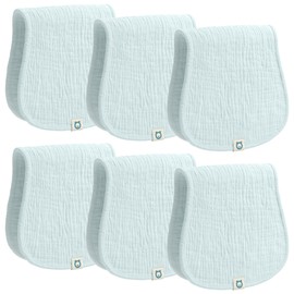 ROMY RO Muslin Burp Cloths Set, 6 Pieces, 100% Organic Cotton Hand Washcloths for Baby Boys and Girls Extra Absorbent and Soft Burping Rags (Light Blue - Solid Color)