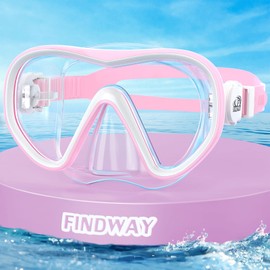 Findway Children's Diving Goggles, Swimming Goggles Snorkel Mask Children with Nose Protection, Suitable for Children Aged 4-16 Years, 180° HD Panoramic View, Waterproof and Anti-Fog Diving Mask