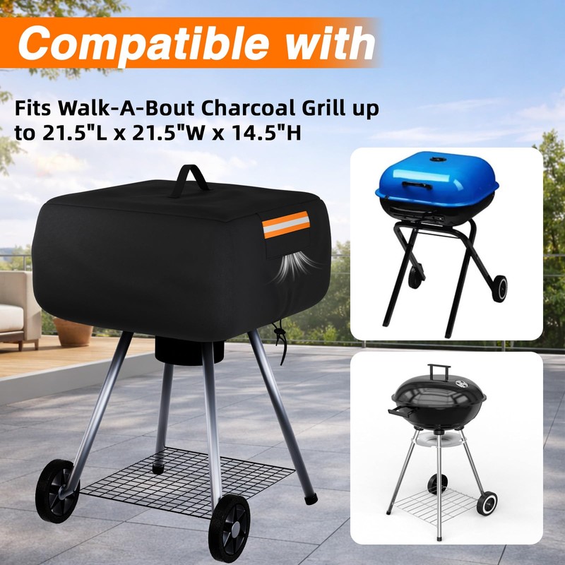 EVRBUL Portable Charcoal Grill Cover, 21.5"L x 21.5"W x 14.5"H