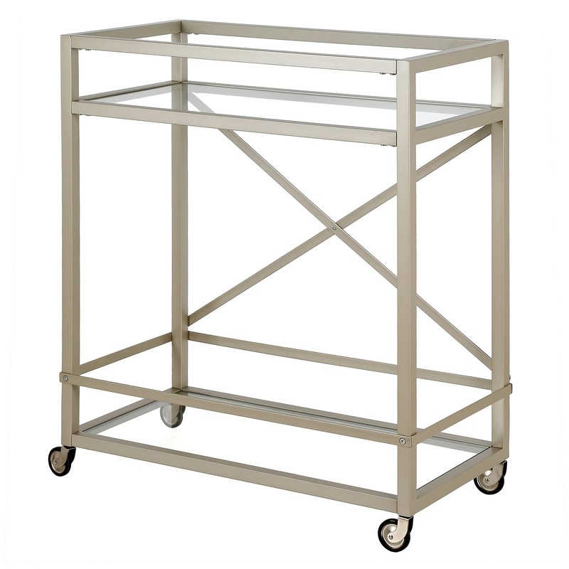 Wilson 30'' Wide Rectangular Bar Cart in Satin Nickel