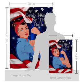 USA Made Flag Grab Him by The Ballot Garden House Flag Kit Americana Political President Democrat Republican Tea Party United State American Election Banner Small Yard Gift Double-Sided, Made in USA