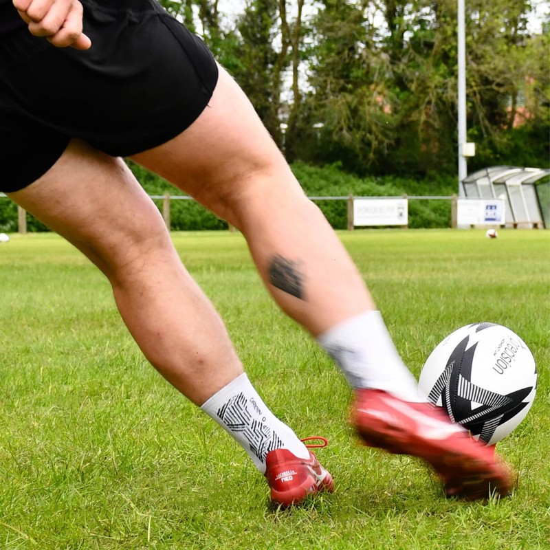 Precision Momentum Rugby Training Ball, Premium Rubber, Hand-Stitched, All-Weather Grip,
