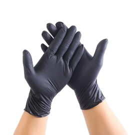 HLOEC Disposable Protective Gloves - 100pcs Black Disposable Latex Gloves Garden Gloves for Home Cleaning Rubber Catering Food Gloves Tattoo Gloves,Black 100pcs,L