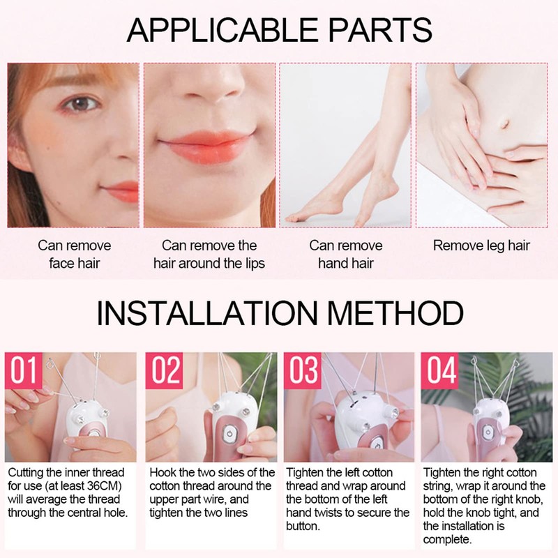 Electric Facial Hair Remover Women Threading Epilator Physical Threader Hair