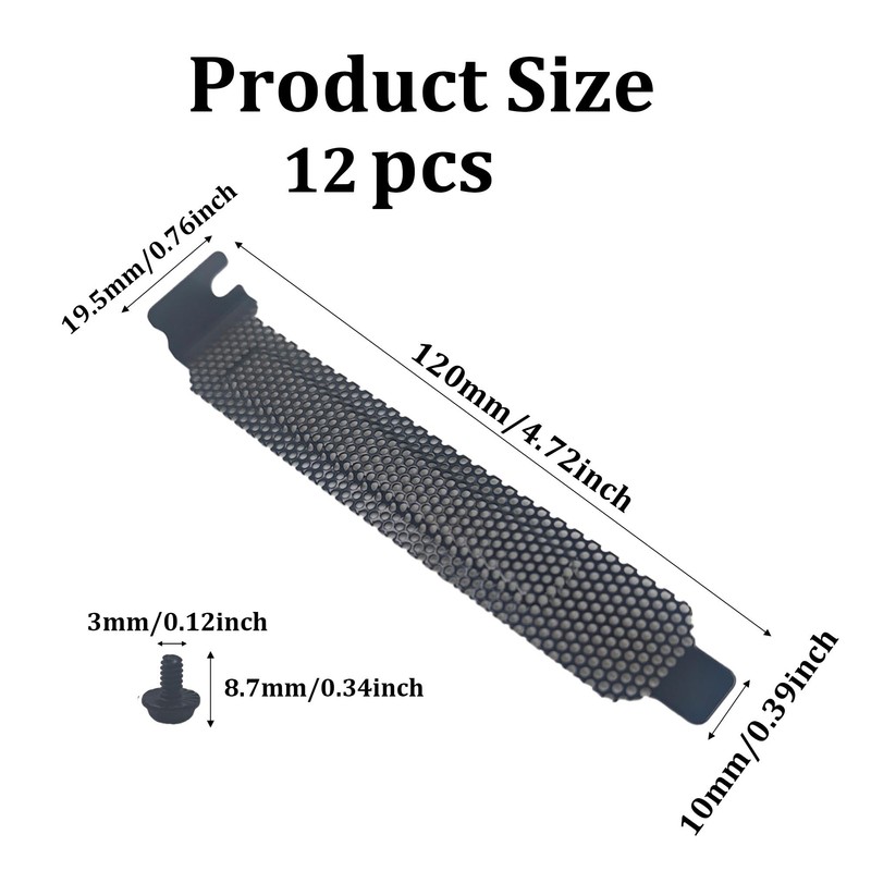 Runseaway 12PCS PCI Slot Covers Black Zinc-Plated Steel Vented Dust