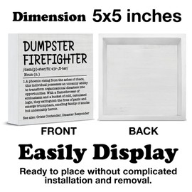 Office Desk Decor Funny Dumpster Firefighter Definition Wood Block Sign Decor for Home Office Desk Table Shelf, Cool Gifts for Coworkers